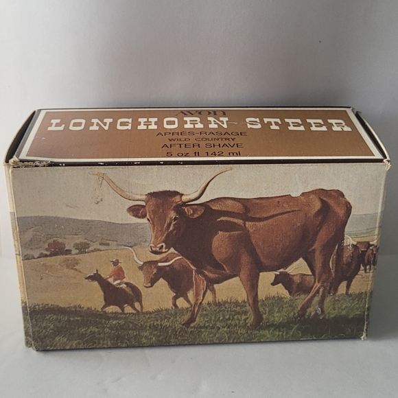 AVON Longhorn Steer Glass Bottle Wild Country Aftershave 5 oz Orig Box (Full) - Picture 2 of 2
